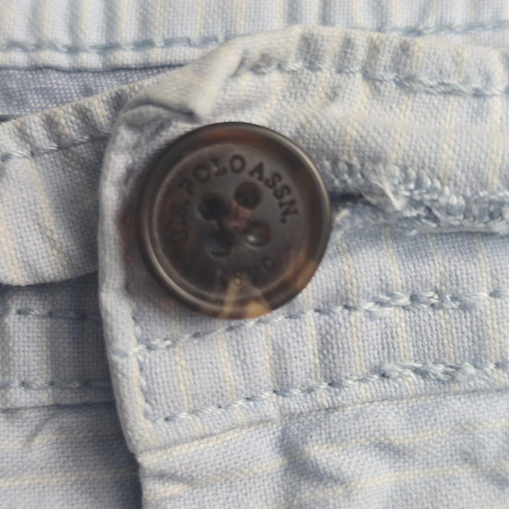 U.S. Polo Assn Chino Shorts Mens W40 Light Blue Striped Relaxed Fit Cotton - Picture 6 of 10